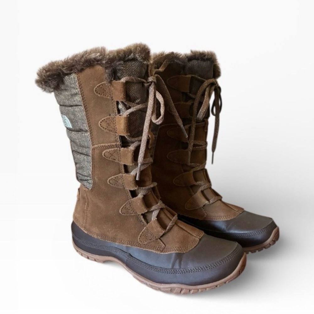 NWOT The North Face Brown nupste purna Lace-Up Faux-Fur Winter Boots